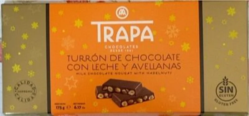 Turrón de chocolate con leche y avellanas